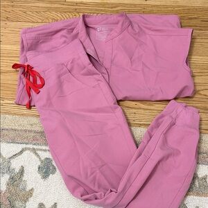 Figs Pink Scrub Set Rafaela top jogger bottom